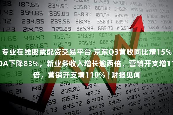 专业在线股票配资交易平台 京东Q3营收同比增15%，调整后EBITDA下降83%，新业务收入增长逾两倍，营销开支增110% | 财报见闻